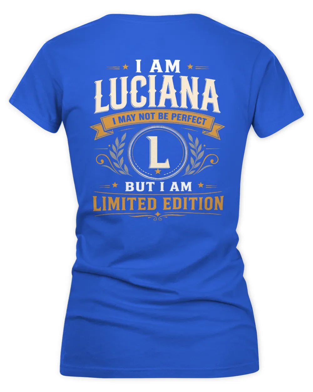 LUCIANA KT88-V9 - Personalized “I Am NAME I May Not Be Perfect, But I Am Limited Edition” - Women's V-Neck T-Shirt - Royal