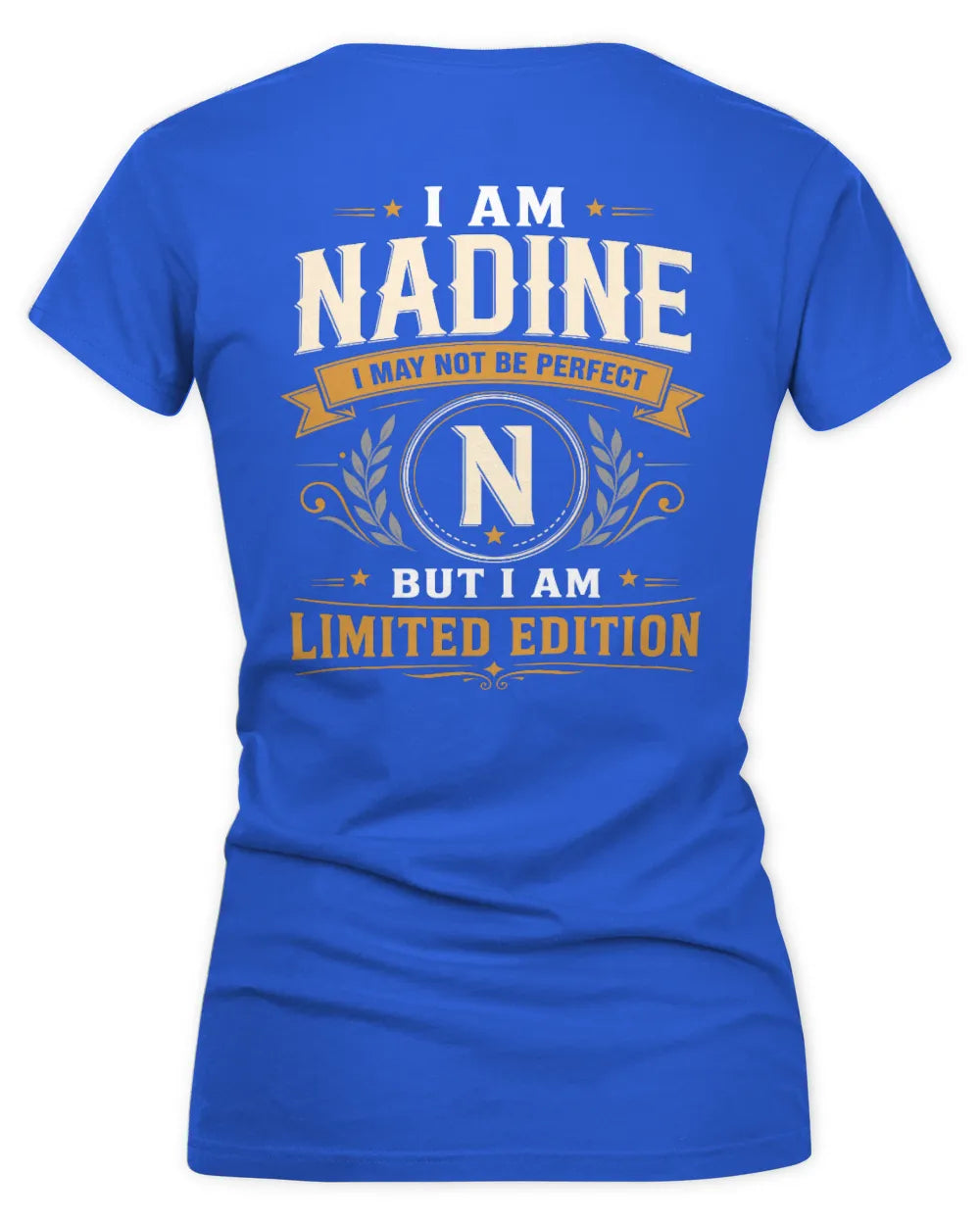 NADINE KT88-V9 - Personalized “I Am NAME I May Not Be Perfect, But I Am Limited Edition” - Women's V-Neck T-Shirt - Royal