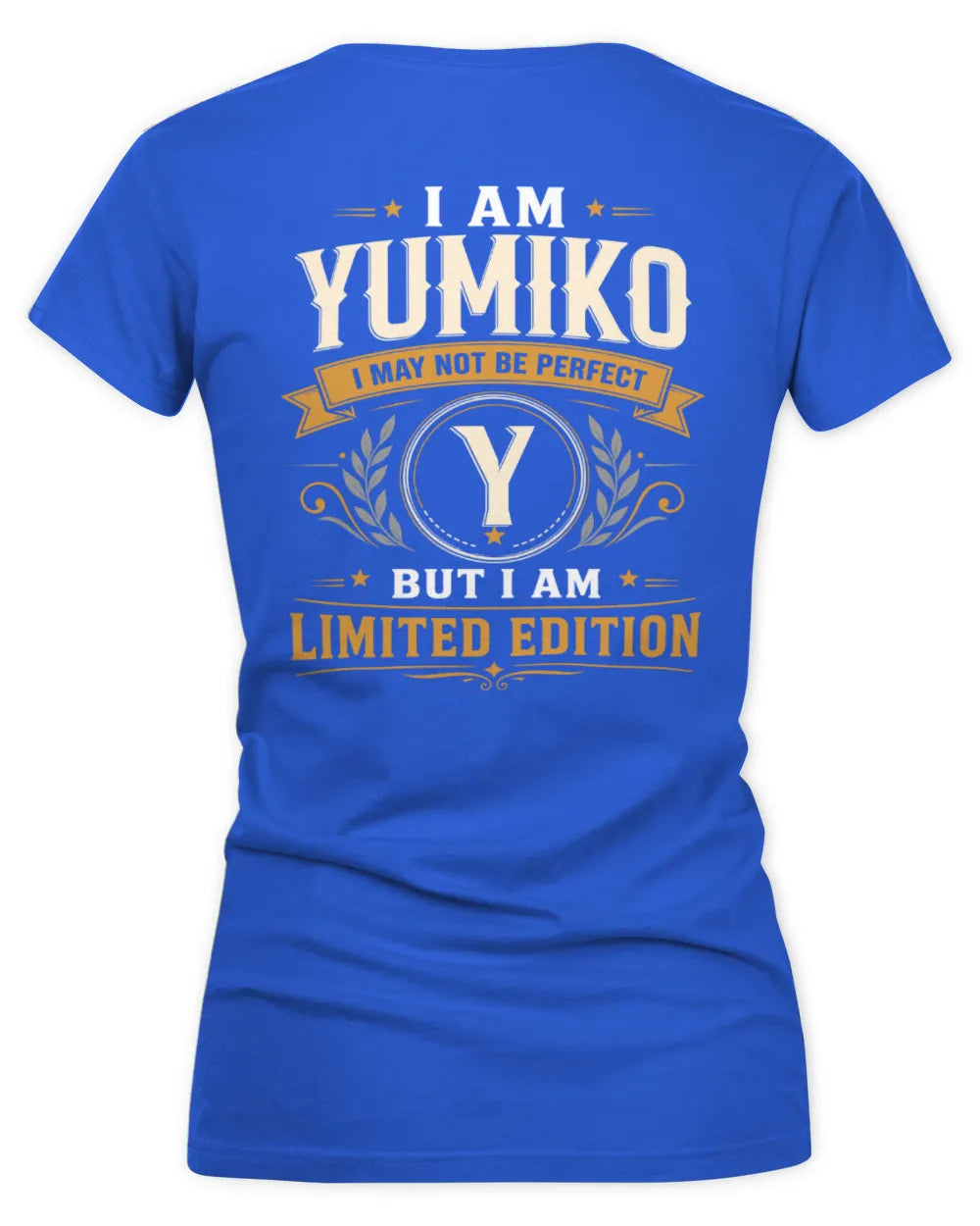 YUMIKO KT88-V9 - Personalized “I Am NAME I May Not Be Perfect, But I Am Limited Edition” - Women's V-Neck T-Shirt - Royal