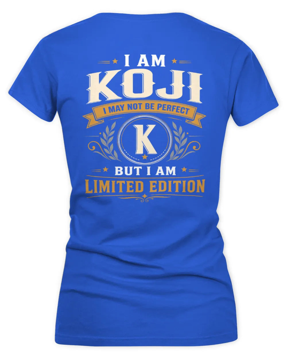 KOJI KT88-V9 - Personalized “I Am NAME I May Not Be Perfect, But I Am Limited Edition” - Women's V-Neck T-Shirt - Royal