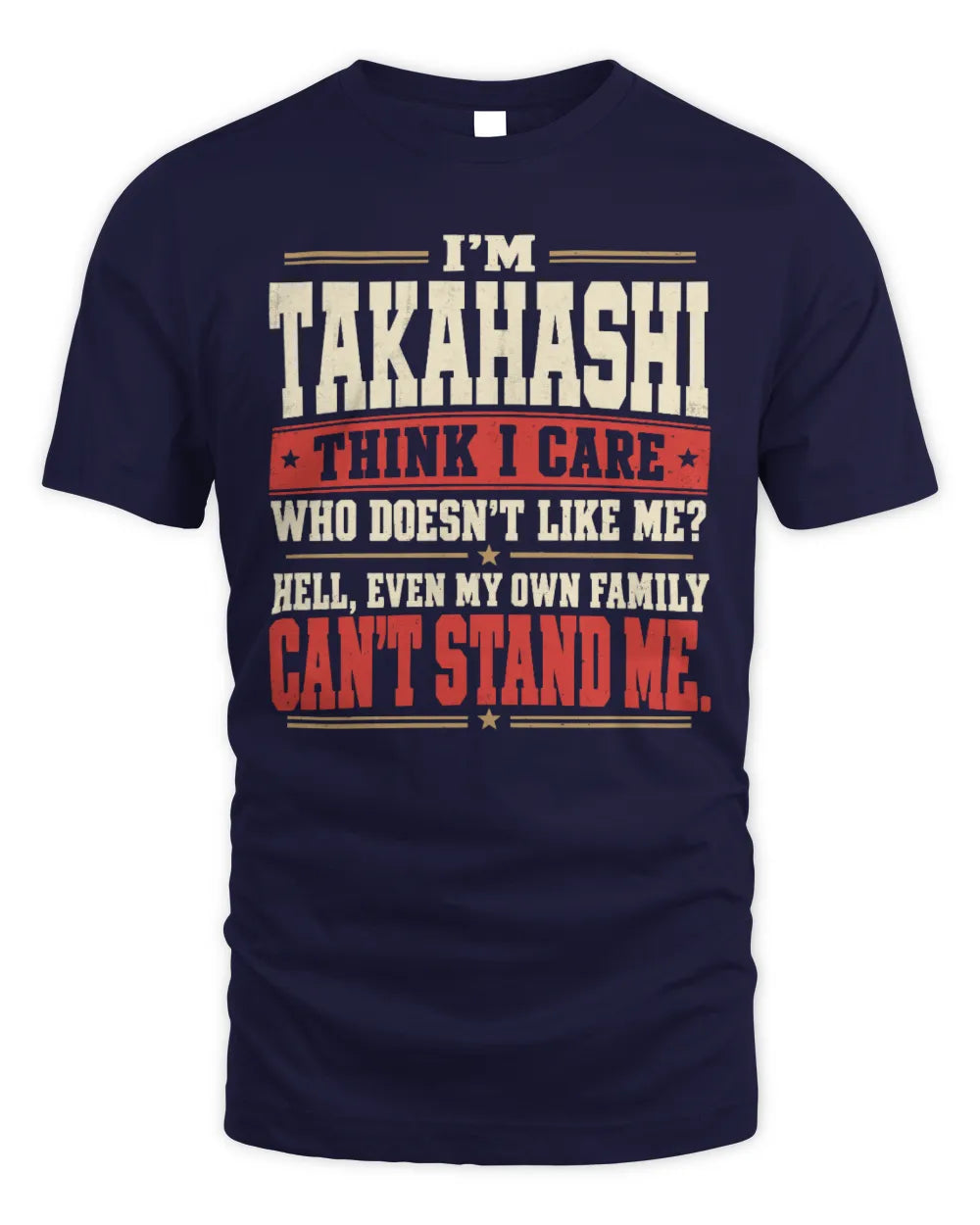 TAKAHASHI-KTL06-H009 I’m [NAME] – Think I Care? Personalized Funny T-Shirt - Unisex Standard T-Shirt - Navy
