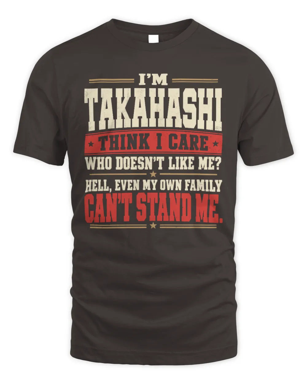 TAKAHASHI-KTL06-H009 I’m [NAME] – Think I Care? Personalized Funny T-Shirt - Unisex Standard T-Shirt - Dark Chocolate