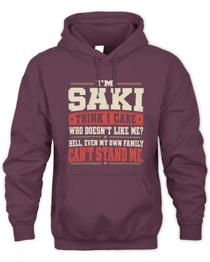 SAKI-KTL06-H009 I’m [NAME] – Think I Care? Personalized Funny T-Shirt - Unisex Hoodie - Maroon