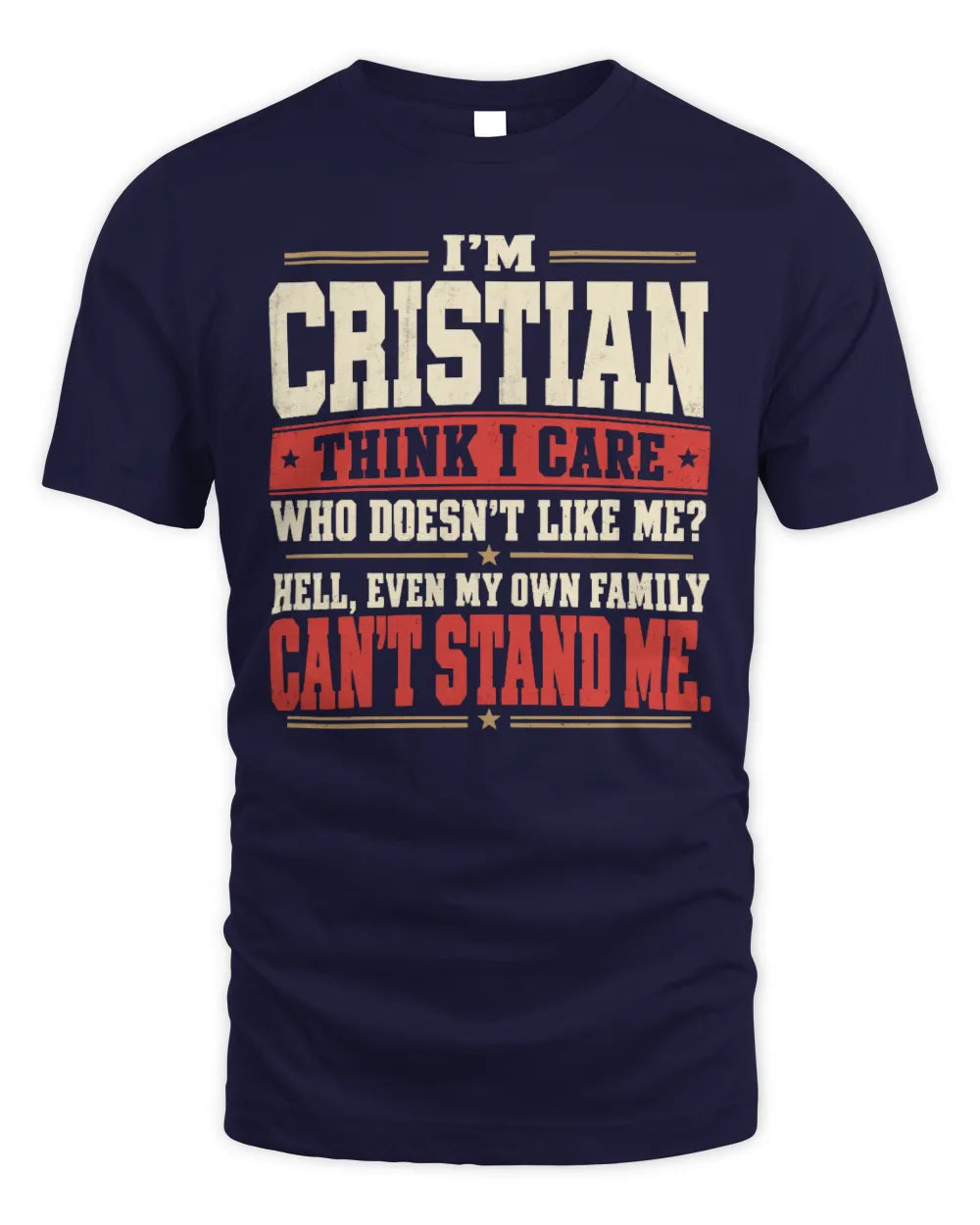 CRISTIAN-KTL06-H009 I’m [NAME] – Think I Care? Personalized Funny T-Shirt - Unisex Standard T-Shirt - Navy