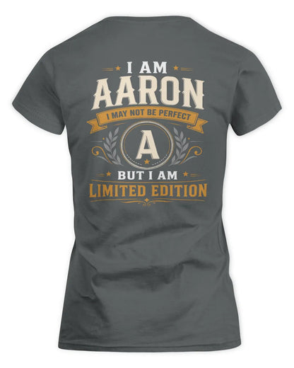 AARON KT88-V9 - Personalized “I Am NAME I May Not Be Perfect, But I Am Limited Edition” - Women's Standard T-Shirt - Charcoal