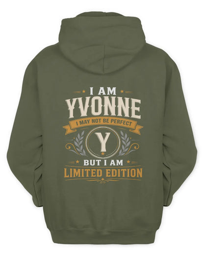 YVONNE KT88-V9 - Personalized “I Am NAME I May Not Be Perfect, But I Am Limited Edition” - Unisex Hoodie - Military Green
