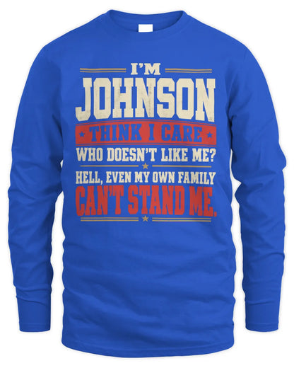 JOHNSON-KTL06-H009 I’m [NAME] – Think I Care? Personalized Funny T-Shirt - Men's Long Sleeved T-Shirt - Royal