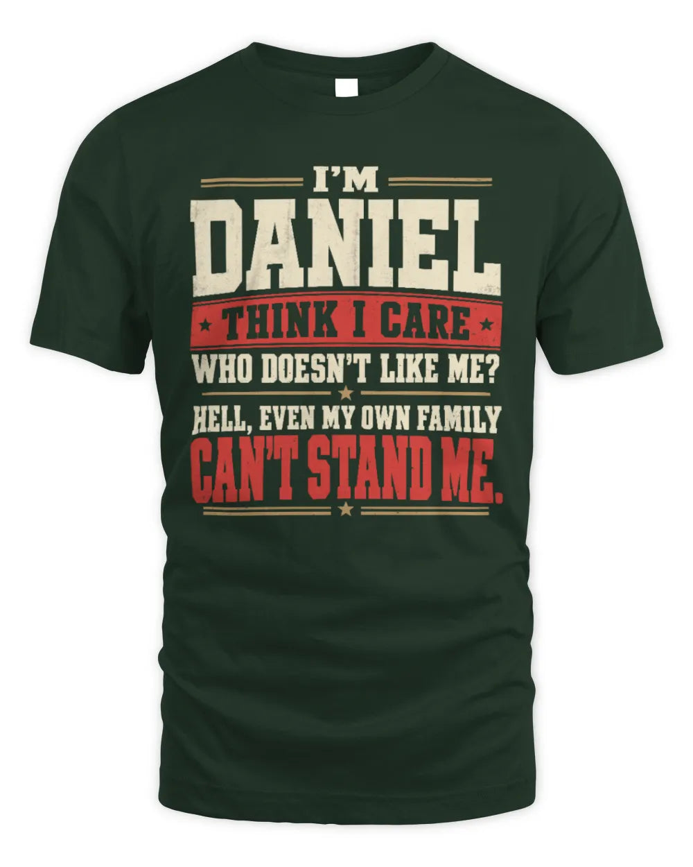 DANIEL-KTL06-H009 I’m [NAME] – Think I Care? Personalized Funny T-Shirt - Unisex Standard T-Shirt - Forest Green
