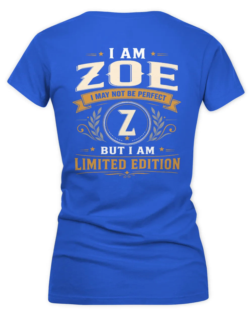 ZOE KT88-V9 - Personalized “I Am NAME I May Not Be Perfect, But I Am Limited Edition” - Women's V-Neck T-Shirt - Royal