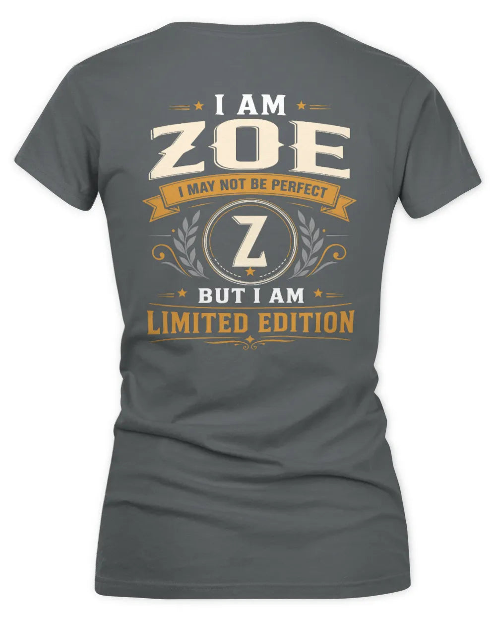 ZOE KT88-V9 - Personalized “I Am NAME I May Not Be Perfect, But I Am Limited Edition” - Women's V-Neck T-Shirt - Charcoal