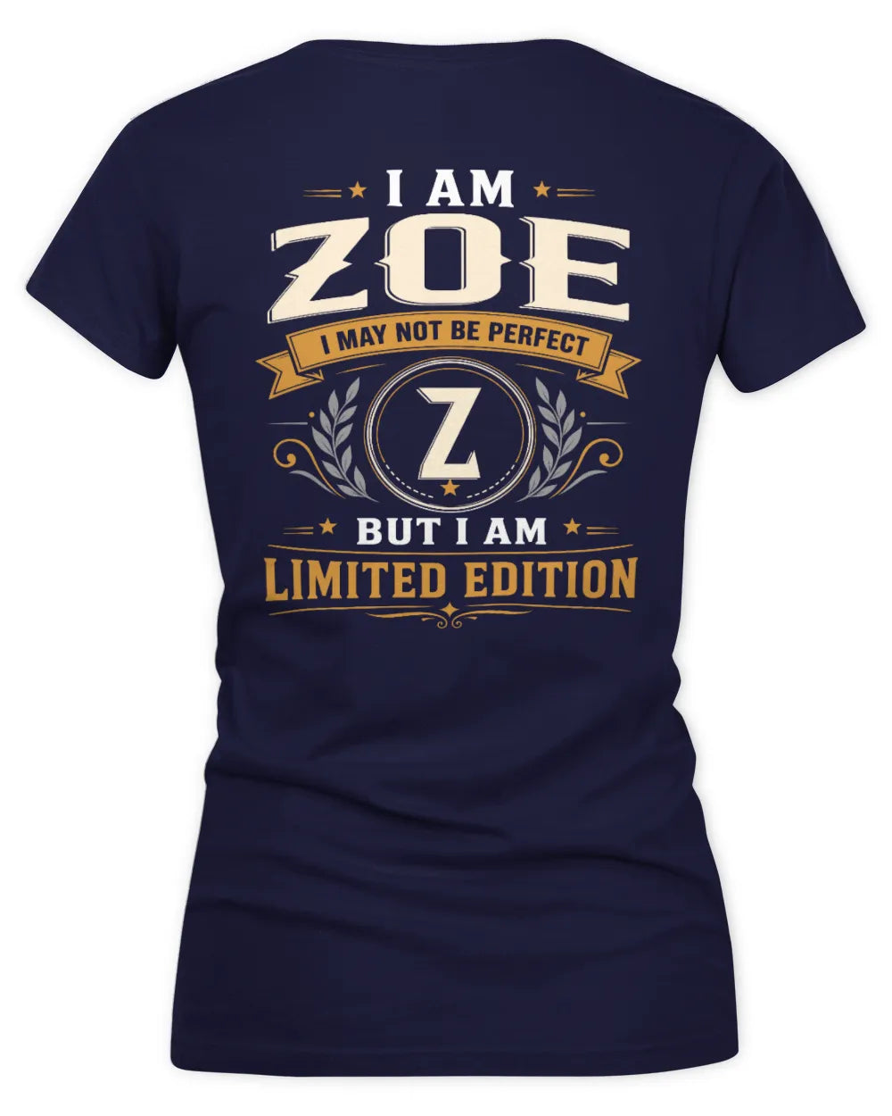 ZOE KT88-V9 - Personalized “I Am NAME I May Not Be Perfect, But I Am Limited Edition” - Women's V-Neck T-Shirt - Navy
