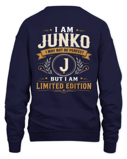 JUNKO KT88-V9 - Personalized “I Am NAME I May Not Be Perfect, But I Am Limited Edition” - Unisex Sweatshirt - Navy