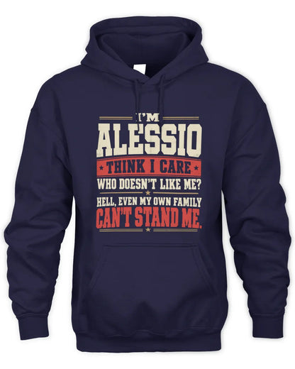 ALESSIO-KTL06-H009 I’m [NAME] – Think I Care? Personalized Funny T-Shirt - Unisex Hoodie - Navy