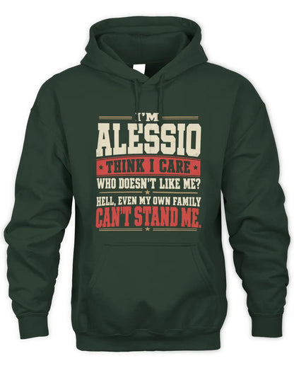 ALESSIO-KTL06-H009 I’m [NAME] – Think I Care? Personalized Funny T-Shirt - Unisex Hoodie - Forest Green