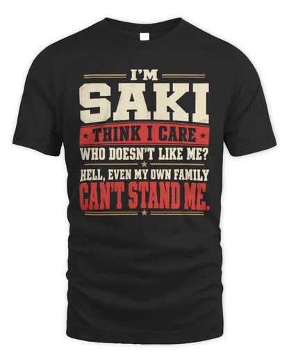 SAKI-KTL06-H009 I’m [NAME] – Think I Care? Personalized Funny T-Shirt - Unisex Standard T-Shirt - Black