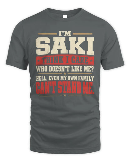 SAKI-KTL06-H009 I’m [NAME] – Think I Care? Personalized Funny T-Shirt - Unisex Standard T-Shirt - Charcoal