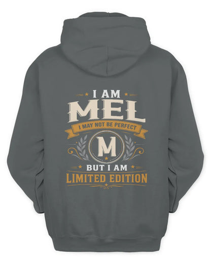 MEL KT88-V9 - Personalized “I Am NAME I May Not Be Perfect, But I Am Limited Edition” - Unisex Hoodie - Charcoal