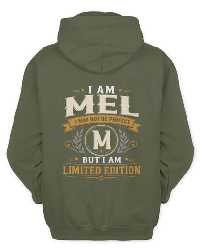 MEL KT88-V9 - Personalized “I Am NAME I May Not Be Perfect, But I Am Limited Edition” - Unisex Hoodie - Military Green
