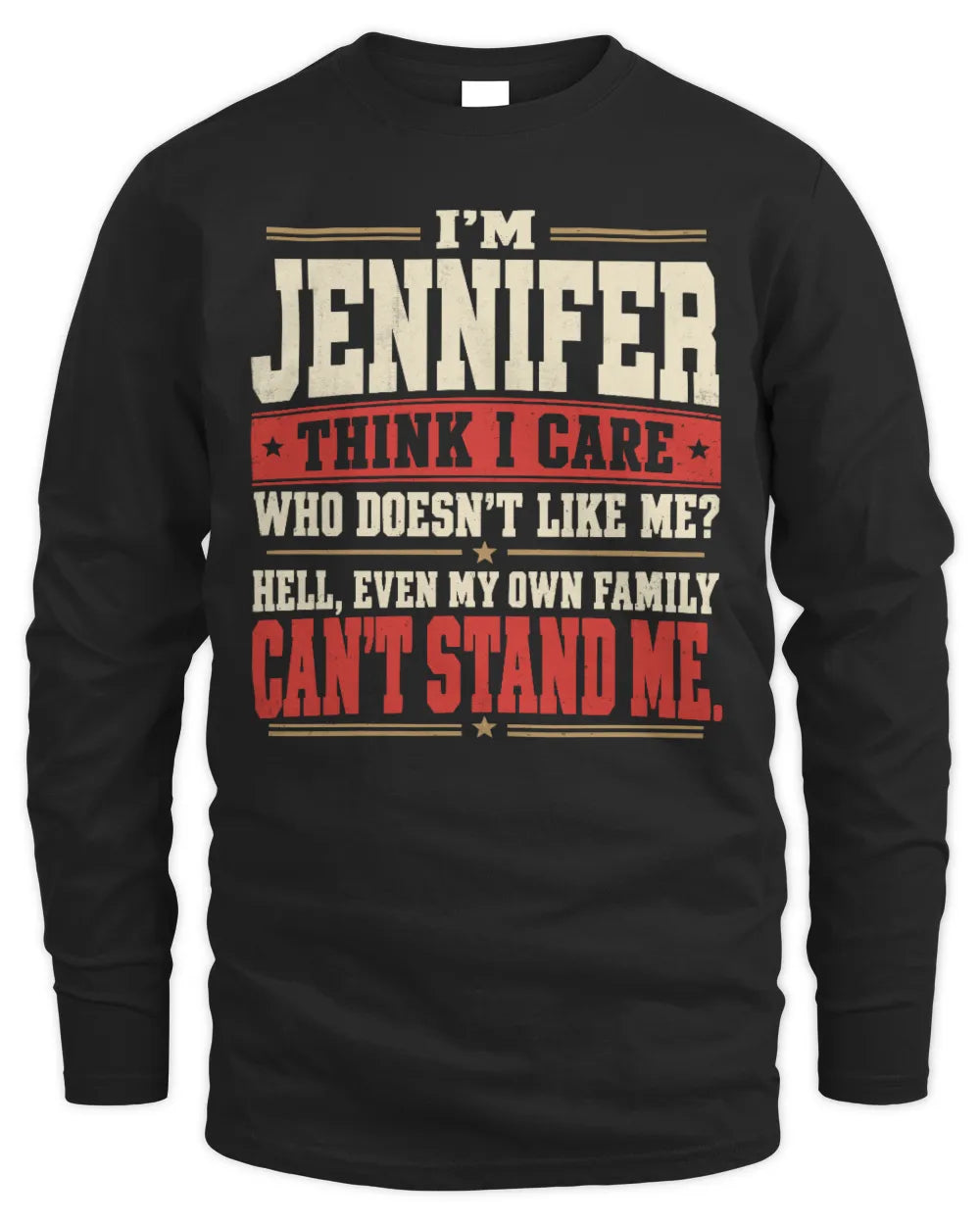 JENNIFER-KTL06-H009 I’m [NAME] – Think I Care? Personalized Funny T-Shirt - Men's Long Sleeved T-Shirt - Black