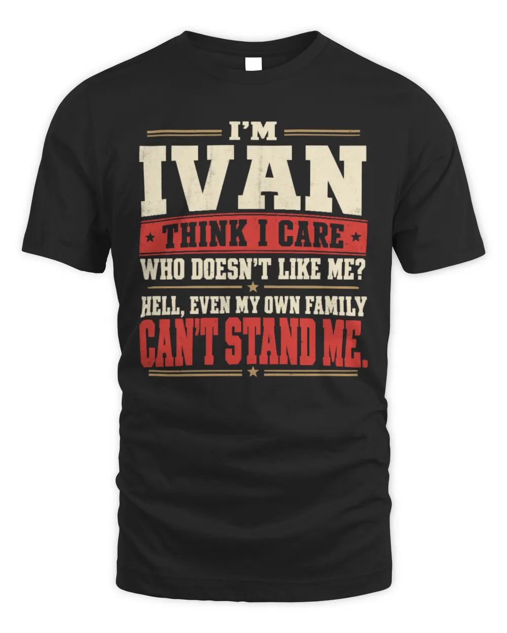 IVAN-KTL06-H009 I’m [NAME] – Think I Care? Personalized Funny T-Shirt - Unisex Standard T-Shirt - Black