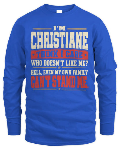 CHRISTIANE-KTL06-H009 I’m [NAME] – Think I Care? Personalized Funny T-Shirt - Men's Long Sleeved T-Shirt - Royal