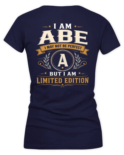 ABE KT88-V9 - Personalized “I Am NAME I May Not Be Perfect, But I Am Limited Edition” - Women's V-Neck T-Shirt - Navy