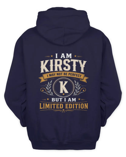 KIRSTY KT88-V9 - Personalized “I Am NAME I May Not Be Perfect, But I Am Limited Edition” - Unisex Hoodie - Navy