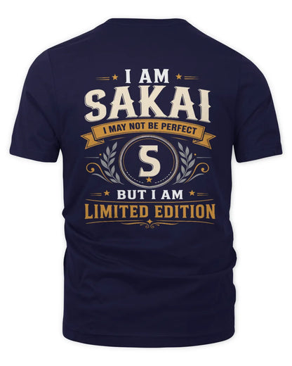 SAKAI KT88-V9 - Personalized “I Am NAME I May Not Be Perfect, But I Am Limited Edition” - Unisex Premium T-Shirt - Navy