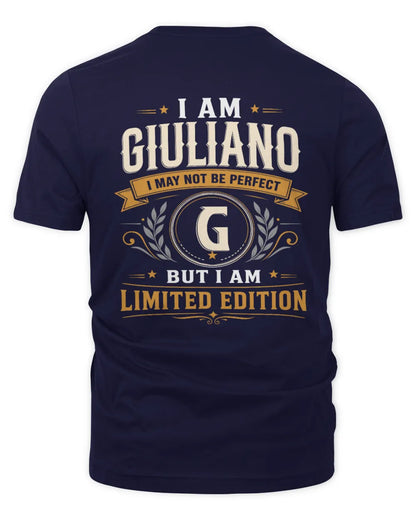 GIULIANO KT88-V9 - Personalized “I Am NAME I May Not Be Perfect, But I Am Limited Edition” - Unisex Premium T-Shirt - Navy