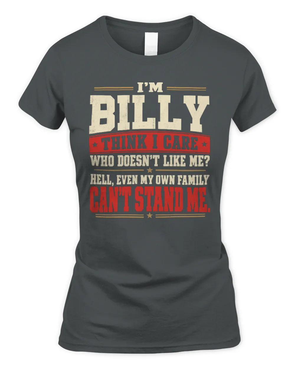 BILLY-KTL06-H009 I’m [NAME] – Think I Care? Personalized Funny T-Shirt - Women's Standard T-Shirt - Charcoal