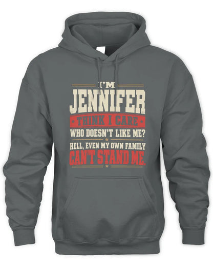 JENNIFER-KTL06-H009 I’m [NAME] – Think I Care? Personalized Funny T-Shirt - Unisex Hoodie - Charcoal