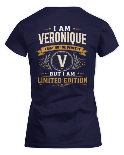VERONIQUE KT88-V9 - Personalized “I Am NAME I May Not Be Perfect, But I Am Limited Edition” - Women's Standard T-Shirt - Navy
