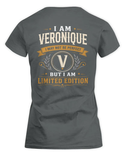 VERONIQUE KT88-V9 - Personalized “I Am NAME I May Not Be Perfect, But I Am Limited Edition” - Women's Standard T-Shirt - Charcoal