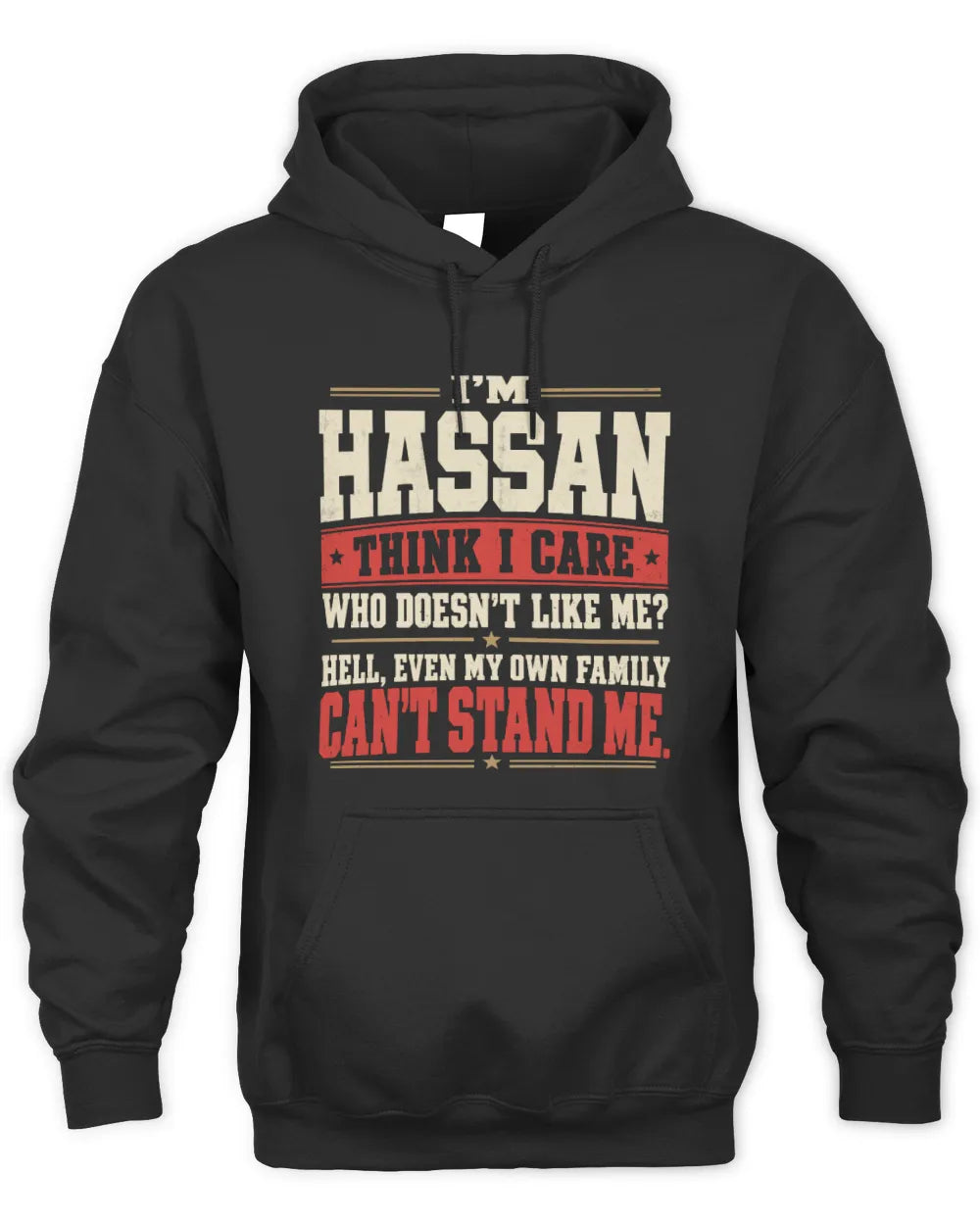 HASSAN-KTL06-H009 I’m [NAME] – Think I Care? Personalized Funny T-Shirt - Unisex Hoodie - Black