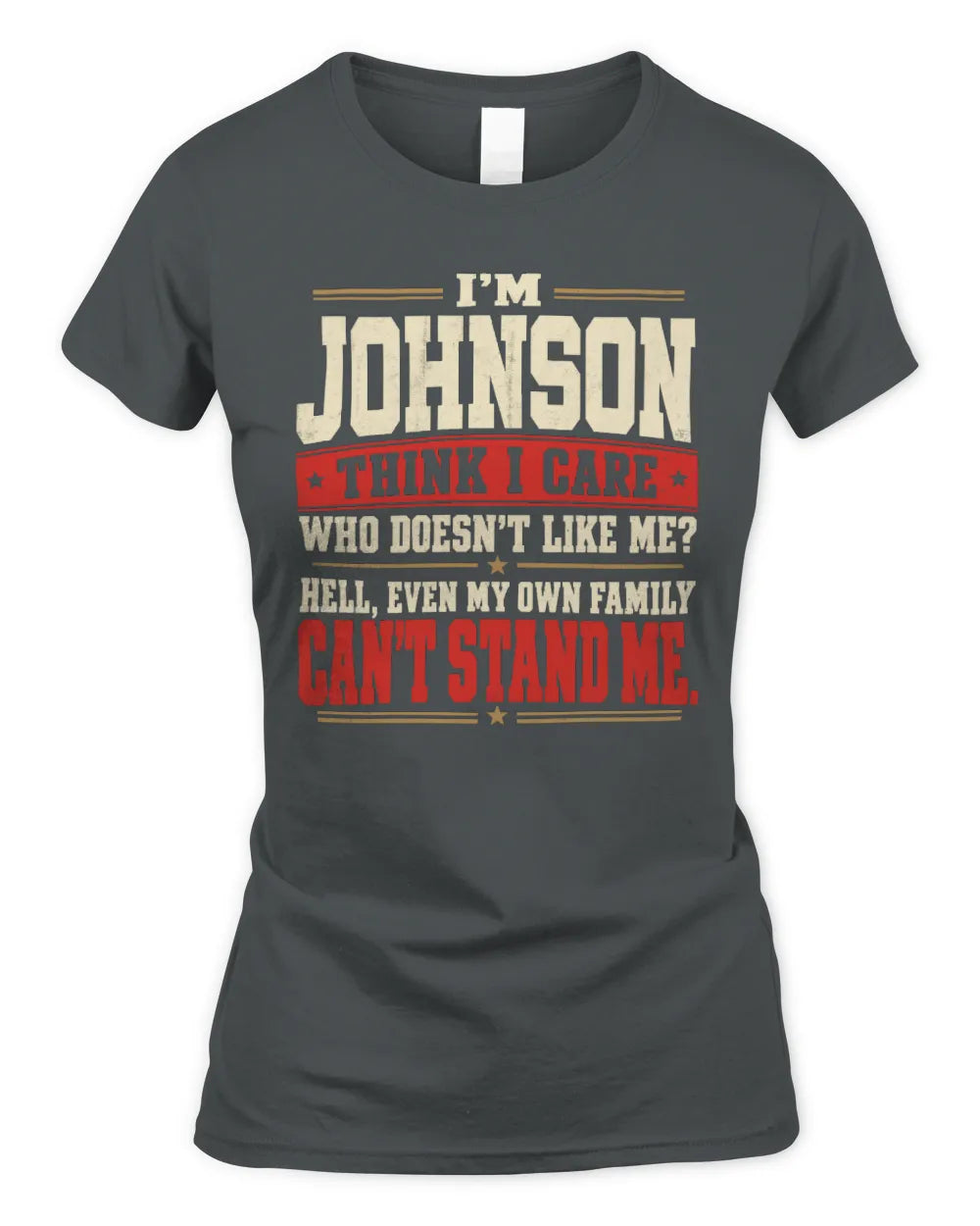 JOHNSON-KTL06-H009 I’m [NAME] – Think I Care? Personalized Funny T-Shirt - Women's Standard T-Shirt - Charcoal