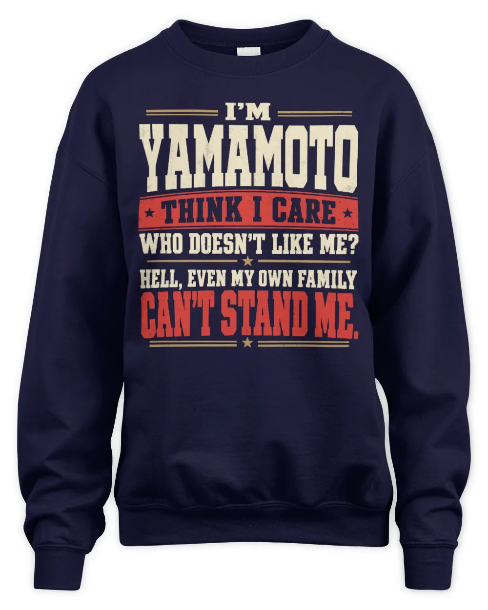 YAMAMOTO-KTL06-H009 I’m [NAME] – Think I Care? Personalized Funny T-Shirt - Unisex Sweatshirt - Navy