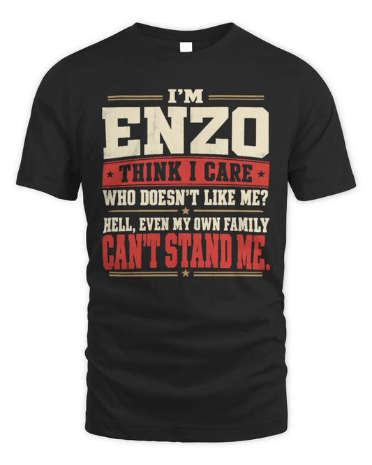 ENZO-KTL06-H009 I’m [NAME] – Think I Care? Personalized Funny T-Shirt - Unisex Standard T-Shirt - Black