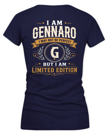 GENNARO KT88-V9 - Personalized “I Am NAME I May Not Be Perfect, But I Am Limited Edition” - Women's V-Neck T-Shirt - Navy