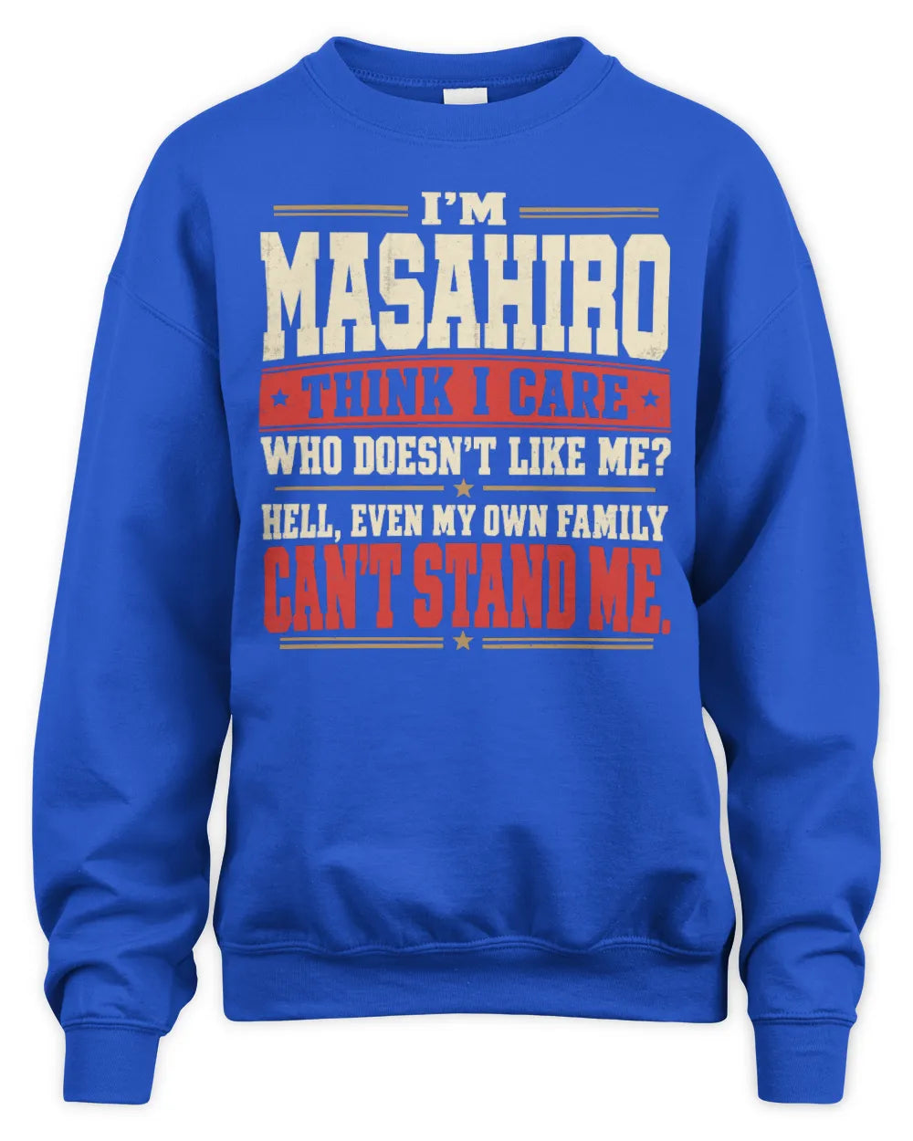 MASAHIRO-KTL06-H009 I’m [NAME] – Think I Care? Personalized Funny T-Shirt - Unisex Sweatshirt - Royal