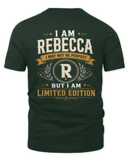 REBECCA KT88-V9 - Personalized “I Am NAME I May Not Be Perfect, But I Am Limited Edition” - Unisex Premium T-Shirt - Forest Green