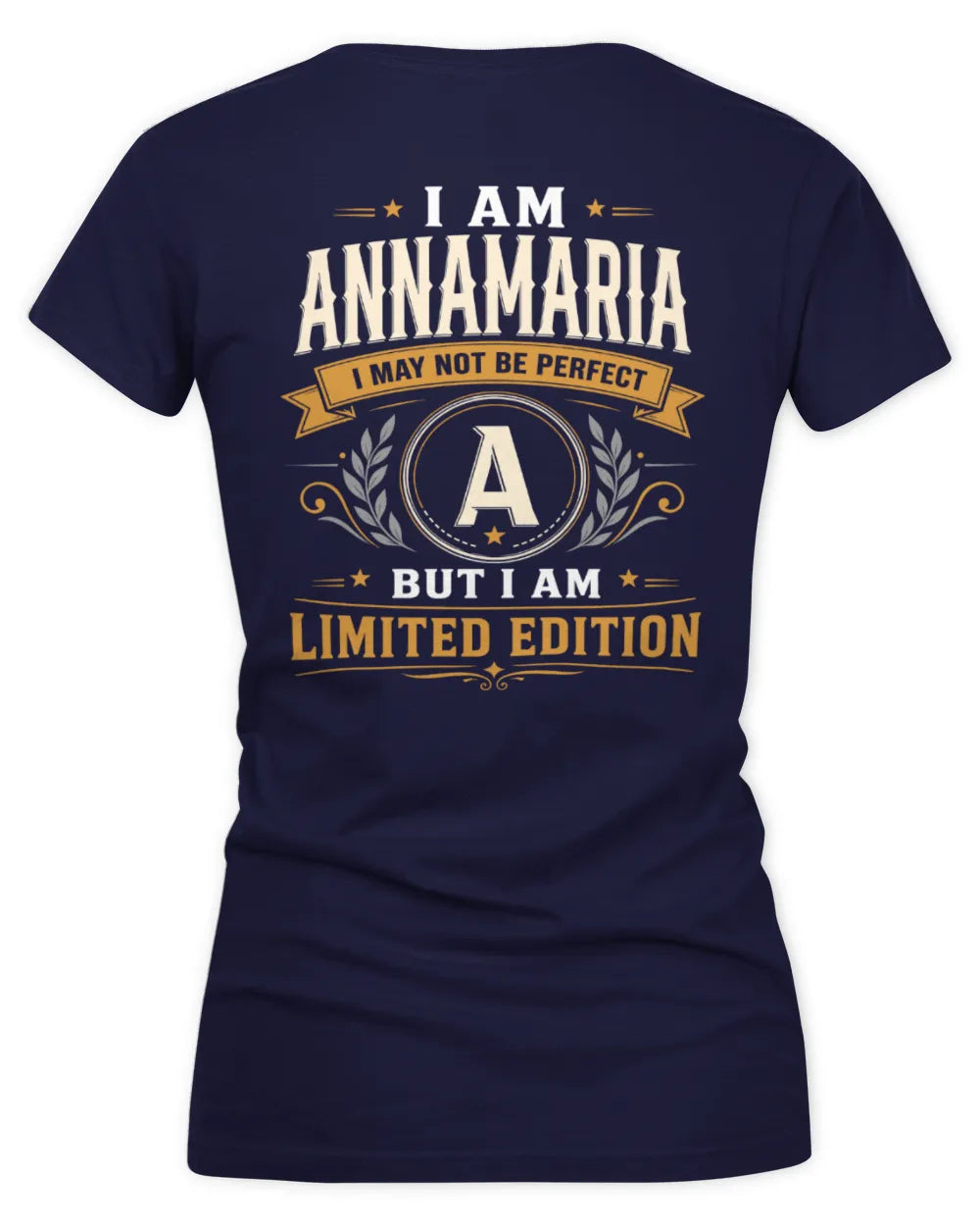 ANNAMARIA KT88-V9 - Personalized “I Am NAME I May Not Be Perfect, But I Am Limited Edition” - Women's V-Neck T-Shirt - Navy