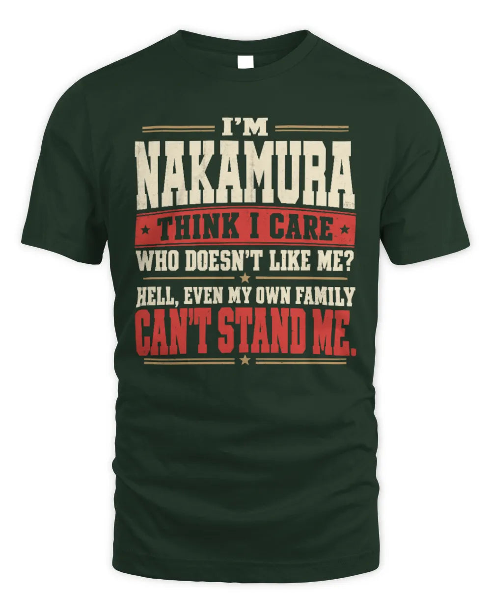 NAKAMURA-KTL06-H009 I’m [NAME] – Think I Care? Personalized Funny T-Shirt - Unisex Standard T-Shirt - Forest Green