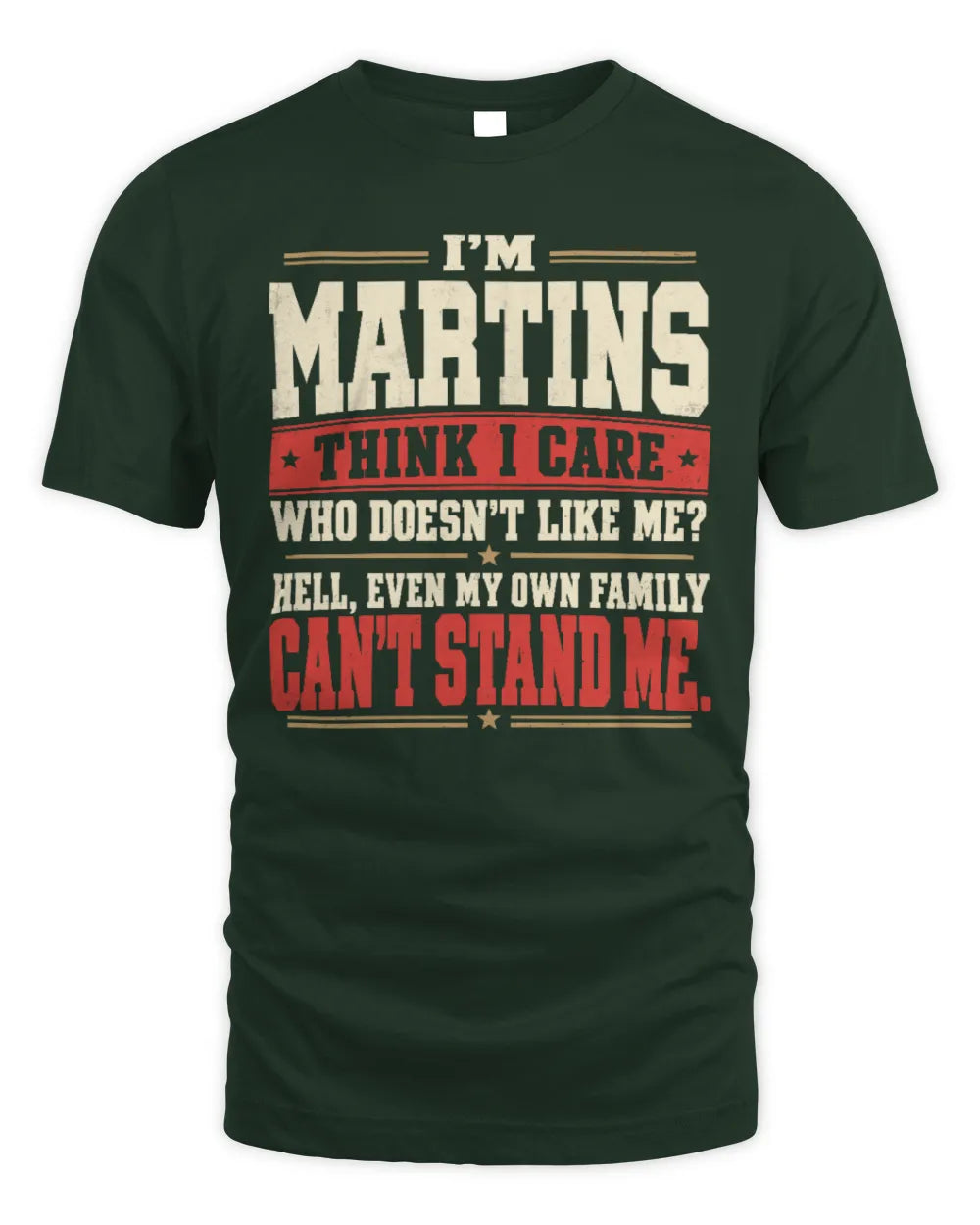 MARTINS-KTL06-H009 I’m [NAME] – Think I Care? Personalized Funny T-Shirt - Unisex Standard T-Shirt - Forest Green