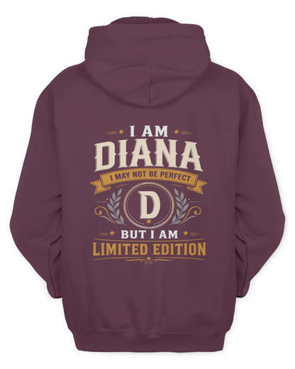 DIANA KT88-V9 - Personalized “I Am NAME I May Not Be Perfect, But I Am Limited Edition” - Unisex Hoodie - Maroon