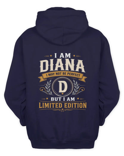DIANA KT88-V9 - Personalized “I Am NAME I May Not Be Perfect, But I Am Limited Edition” - Unisex Hoodie - Navy
