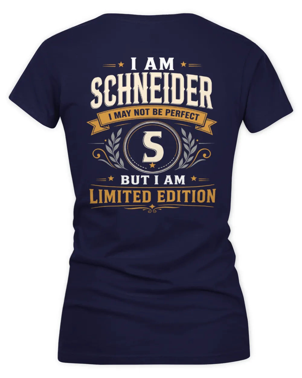 SCHNEIDER KT88-V9 - Personalized “I Am NAME I May Not Be Perfect, But I Am Limited Edition” - Women's V-Neck T-Shirt - Navy