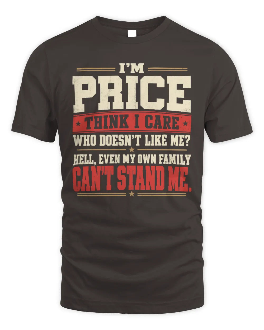 PRICE-KTL06-H009 I’m [NAME] – Think I Care? Personalized Funny T-Shirt - Unisex Standard T-Shirt - Dark Chocolate