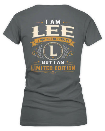 LEE KT88-V9 - Personalized “I Am NAME I May Not Be Perfect, But I Am Limited Edition” - Women's V-Neck T-Shirt - Charcoal