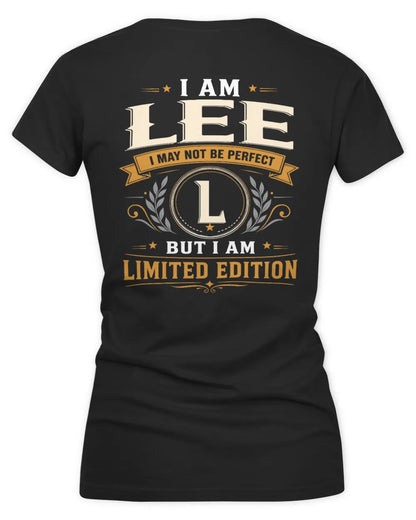LEE KT88-V9 - Personalized “I Am NAME I May Not Be Perfect, But I Am Limited Edition” - Women's V-Neck T-Shirt - Black