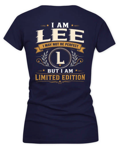 LEE KT88-V9 - Personalized “I Am NAME I May Not Be Perfect, But I Am Limited Edition” - Women's V-Neck T-Shirt - Navy